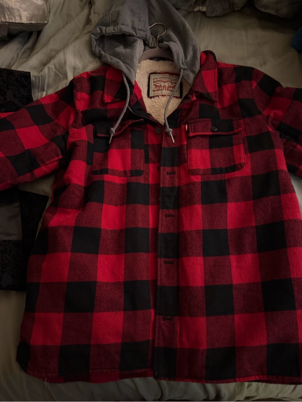 Levi's Red, Black & Cream Sherpa-Lined Plaid Jacket